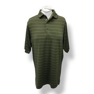 Bobby Jones Mens X-H2O Short Sleeve Polo Shirt Stripe Golf Olive/White L